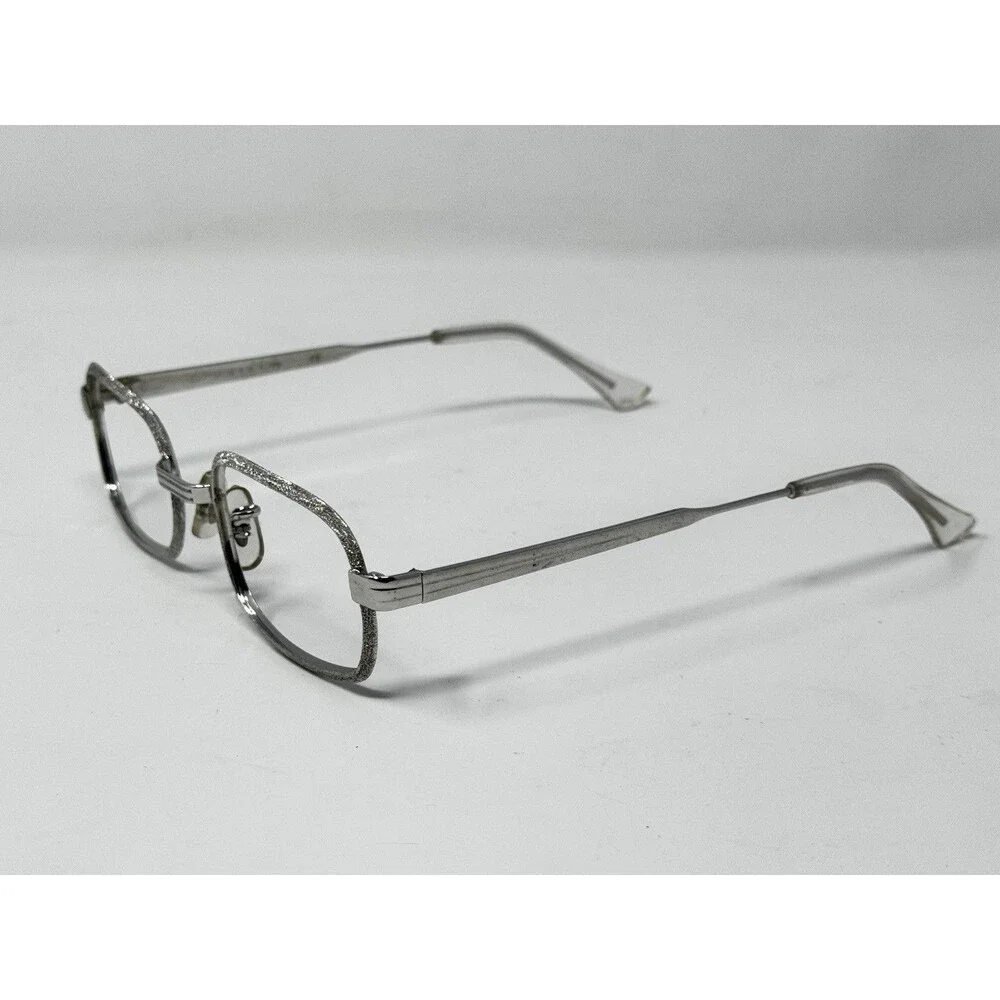 1970s Allan U.S.A. Silver Glitter New Old Stock Eyeglass Frames 45-17-135